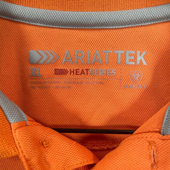 AriatTek Polo Shirt Heat Series Men's XL Orange Short Sleeve Casual Stretch - Picture 5 of 12